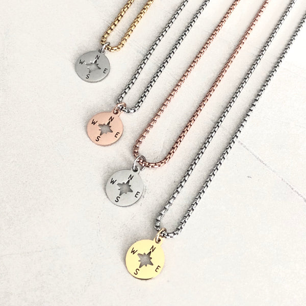 COMPASS ROSE TWO-TONE NECKLACE DUO