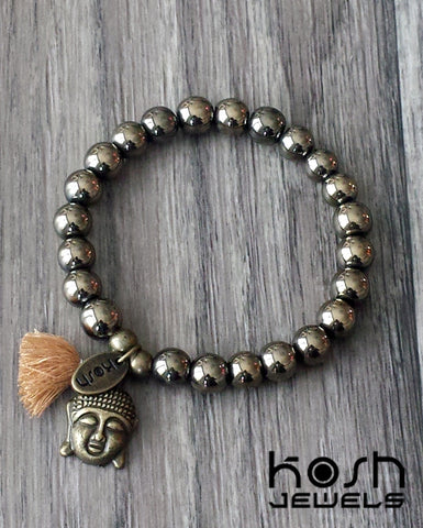 CHARM SERIES - 8mm GOLDEN PYRITE & BUDDHA