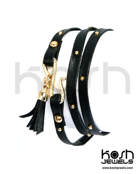 THIN WRAP LEATHER STUDDED WRAP BRACELET