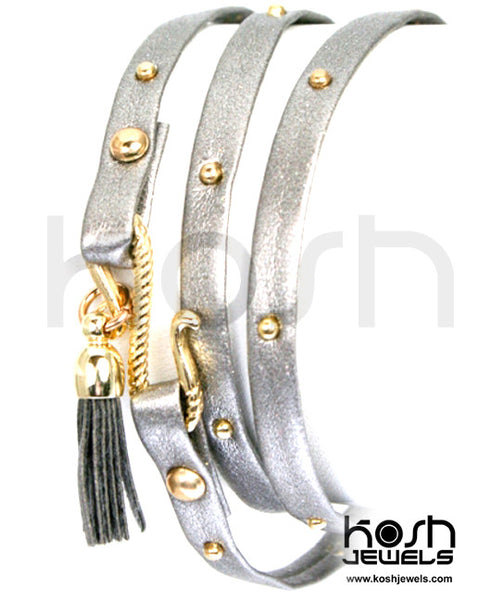 THIN WRAP LEATHER STUDDED WRAP BRACELET