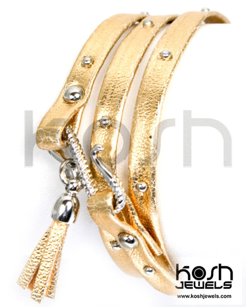 THIN WRAP LEATHER STUDDED WRAP BRACELET