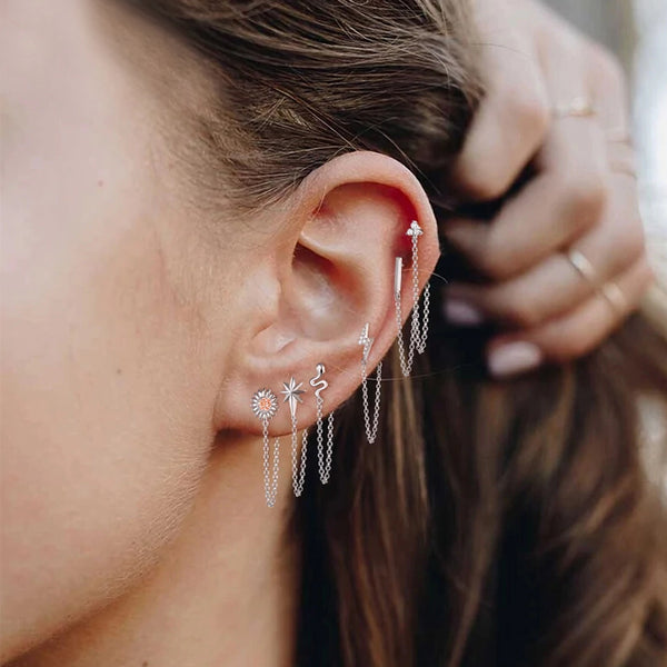 CHAIN DROP EARRING - SNAKE & STONE