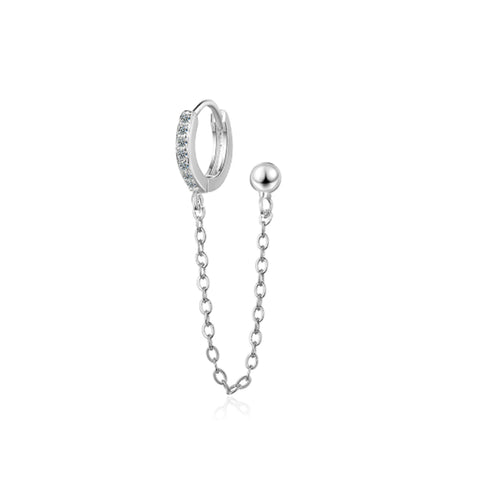 CHAIN DROP EARRING - PAVÉ HUGGIE