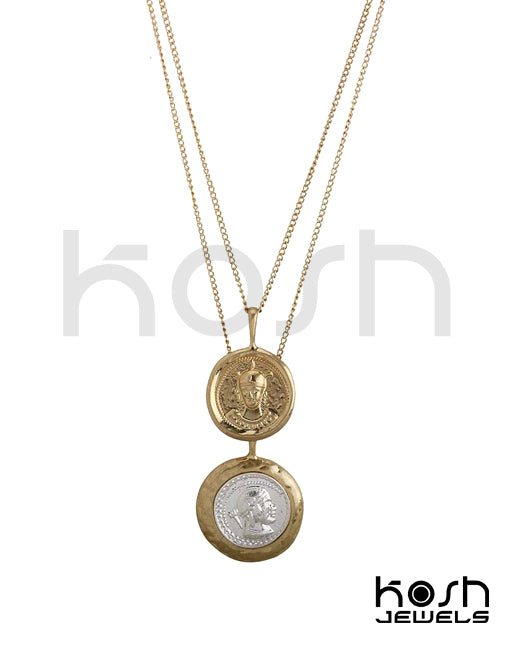 COIN PENDANT NECKLACE - DOUBLE LAYERED