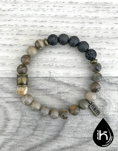 ESSENTIAL OIL DIFFUSER BRACELET - FOSSIL CORAL