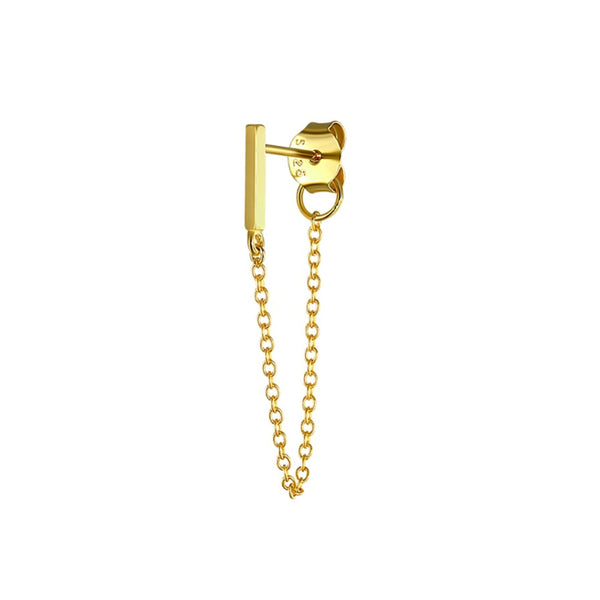 CHAIN DROP EARRING - BAR STUD