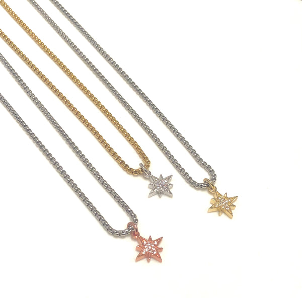 PAVÉ MINI PENDANT NECKLACE - NORTH STAR