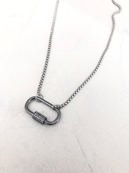 CARABINER - PAVÉ DEMI LOCK NECKLACE