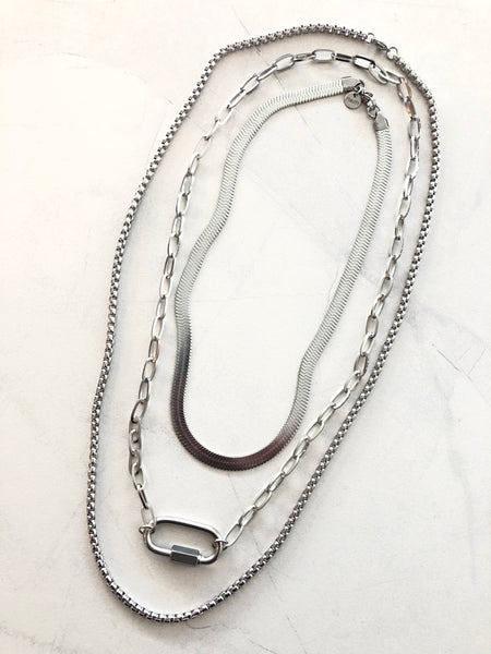 CARABINER - MEGA LOCK PAPER CLIP NECKLACE - STAINLESS STEEL