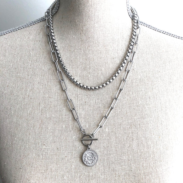 PAPERCLIP COIN NECKLACE - STAINLESS STEEL