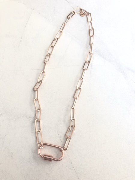 CARABINER - DEMI LOCK PAPERCLIP  NECKLACE - STAINLESS STEEL