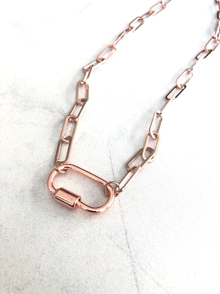 CARABINER - DEMI LOCK PAPERCLIP  NECKLACE - STAINLESS STEEL