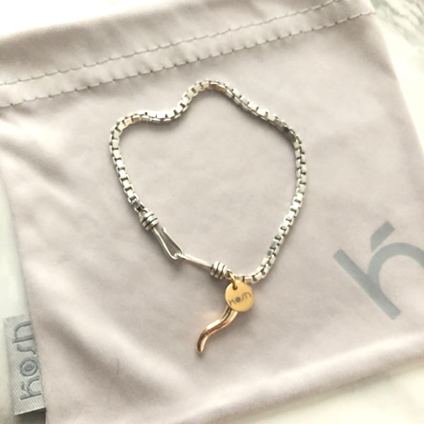 ITALIAN HORN BOX CHAIN BRACELET - THAI SILVER