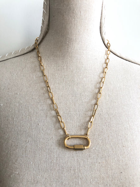 CARABINER - MEGA LOCK PAPER CLIP NECKLACE - STAINLESS STEEL