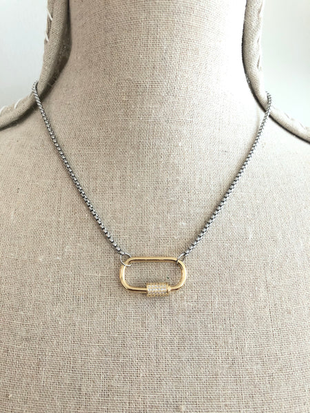 CARABINER - PAVÉ DEMI LOCK NECKLACE