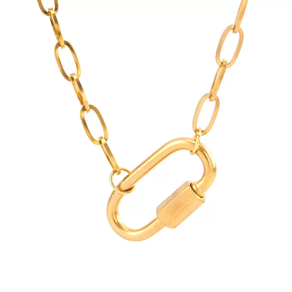 14K Gold Paper Clip Key and Lock Charm Necklace – David's House of Diamonds