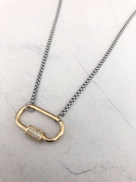 CARABINER - PAVÉ DEMI LOCK NECKLACE