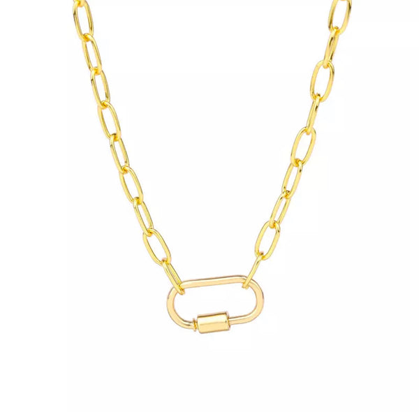 CARABINER - DEMI LOCK PAPERCLIP  NECKLACE - STAINLESS STEEL
