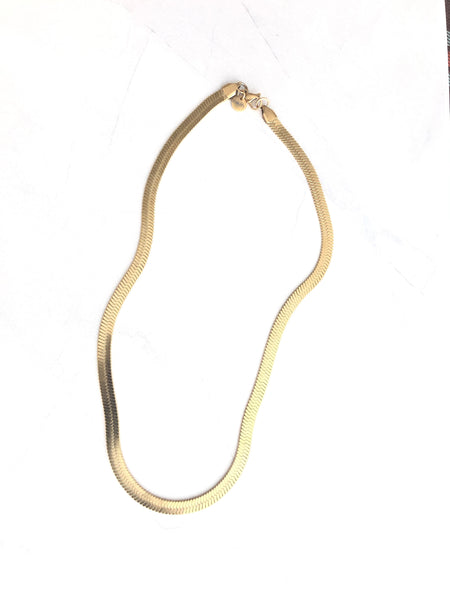 THE CLEO HERRINGBONE SNAKE CHAIN NECKLACE - GOLD