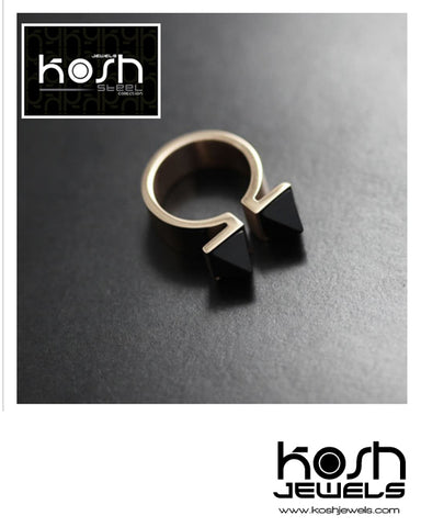 STEEL BLACK SPIKE RING